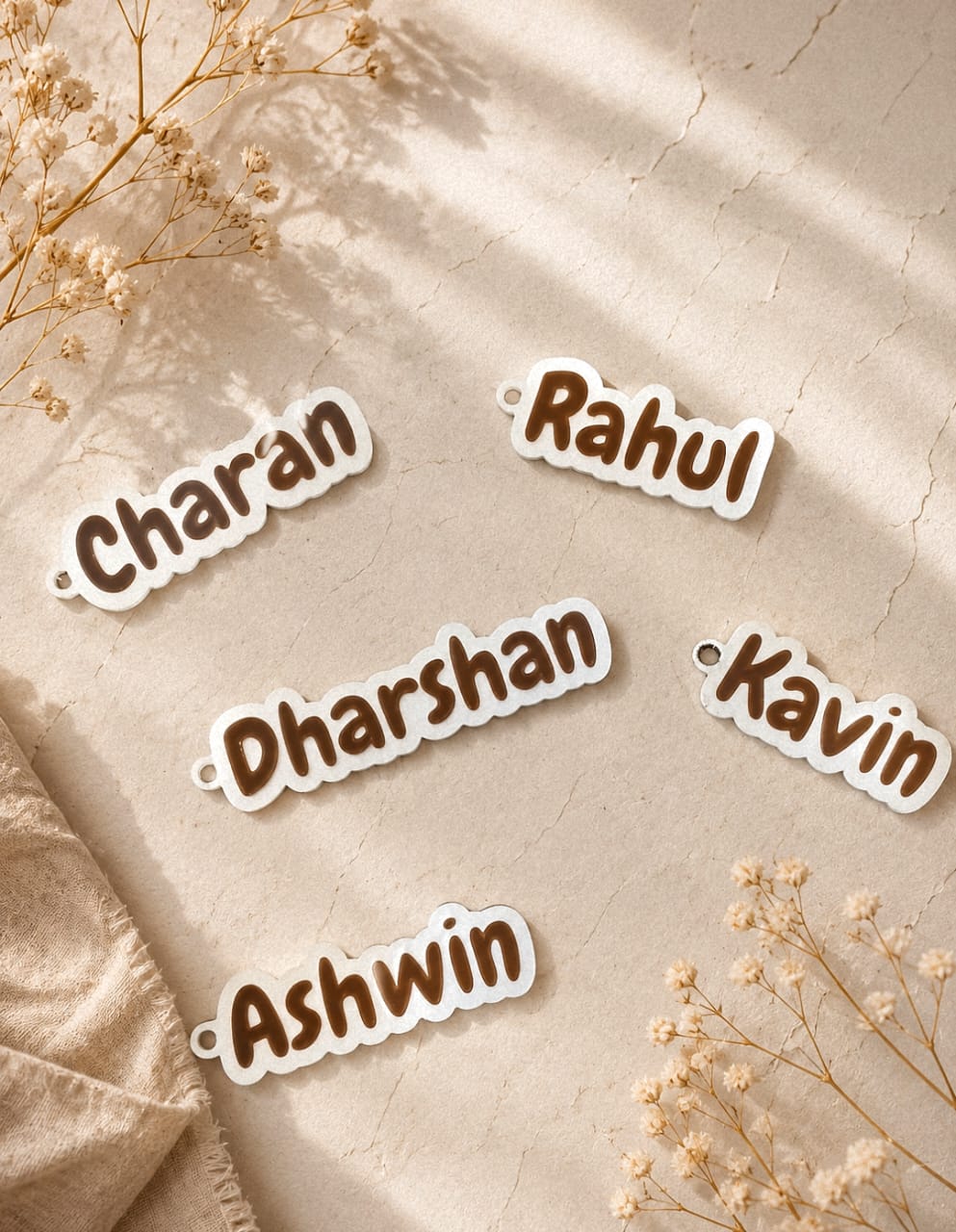 Personalised 3D printed name keychains in multiple colours